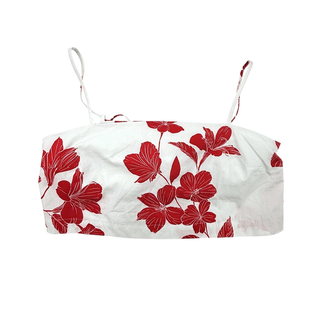 Banana Republic Floral Poplin Crop Cami Top White Red Floral Shelf Bra Size Sm
